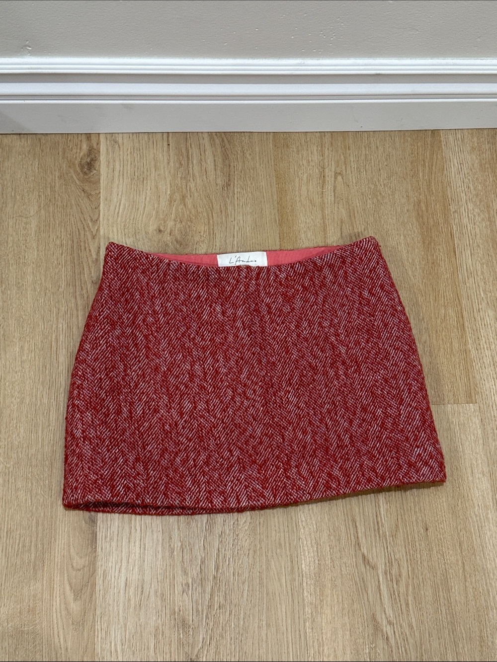 REVOLVE L'Academie Mini Red Wool Skirt